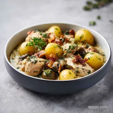 Creamy Chicken Stew: Rich One Pot Recipe for 6 Servings