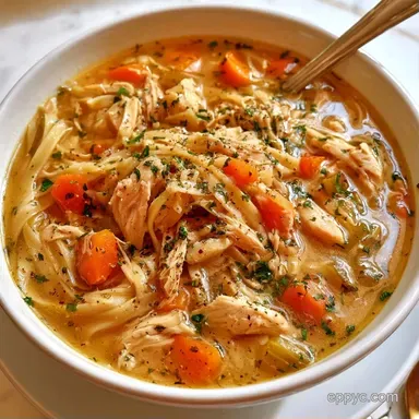 Creamy Crockpot Chicken Noodle Soup Recipe Card
