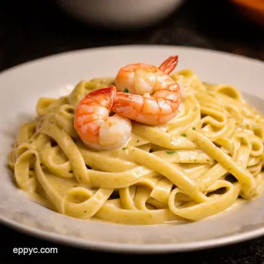 Creamy Dreamy shrimp fettuccine alfredo recipe Comfort Food Recipe Card