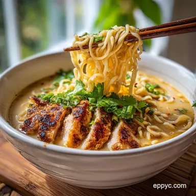 Creamy Garlic Chicken Ramen in 20 Minutes