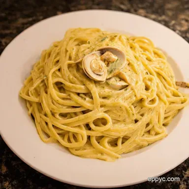 Creamy Garlic Clam Sauce Linguine Taste of Italy Recipe Card
