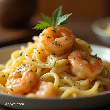 The Best Homemade Shrimp Linguine Alfredo Recipe 35 Mins Recipe Card