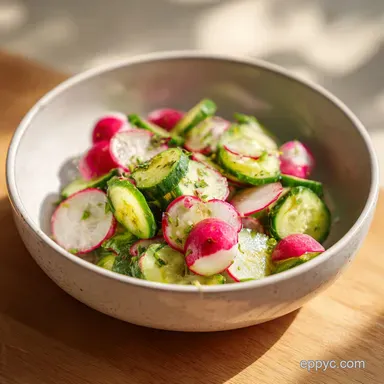 Cucumber Radish Salad Recipe for 4 Servings Recipe Card