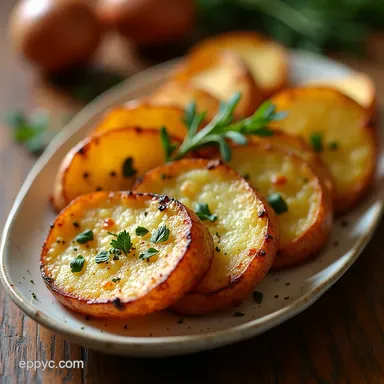 Best Crispy Herb Garlic Baked Potato Slices Recipe Recipe Card