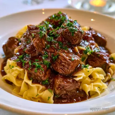 Beef and Noodles with Chuck Roast Recipe Card