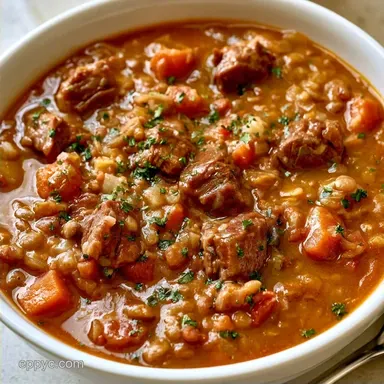 Crockpot Beef Lentil Soup for 6 Servings