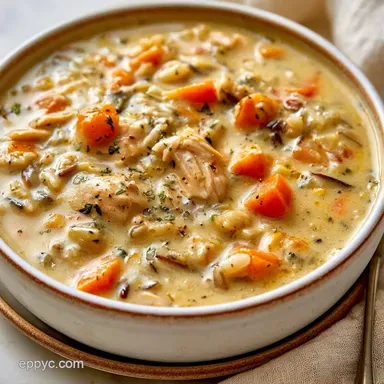 Crockpot Creamy Chicken Rice Soup for 8 Recipe Card