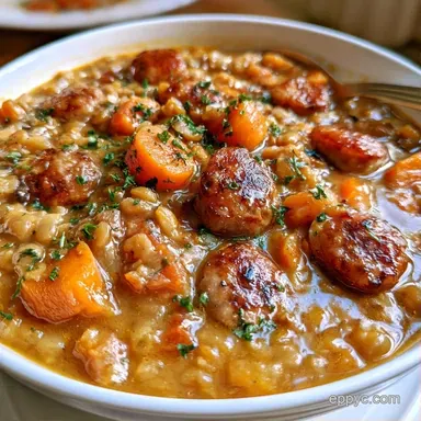 Crockpot Lentil Soup with Smoked Sausage Recipe Card