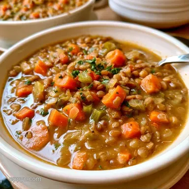 Crockpot Lentil Vegetable Soup for 6 Recipe Card
