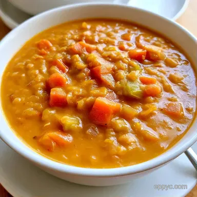 Crockpot Red Lentil Soup for 8 Servings Recipe Card