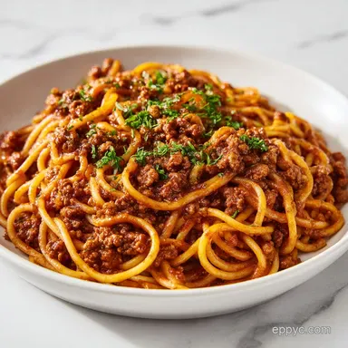 Crockpot Taco Spaghetti with Ground Beef Recipe Card