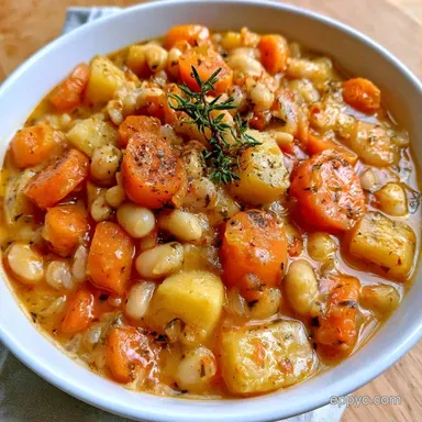 Crockpot Vegan Vegetable Soup Meal Prep Recipe Card