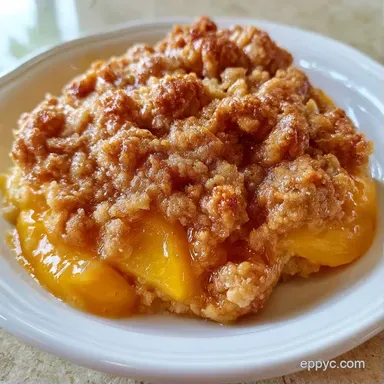 Crumble Top Peach Pie for 8 Servings Recipe Card