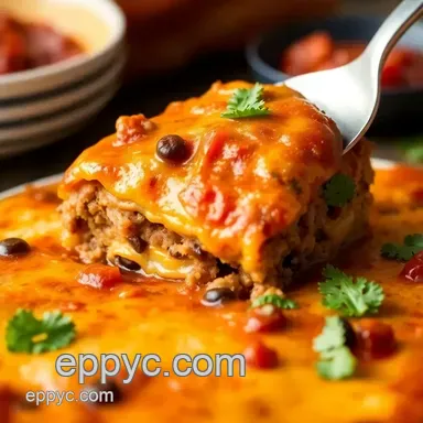 Easy Baked Taco Lasagne No Browning of Ground Beef Recipe: Delicious Family Delight! Recipe Card