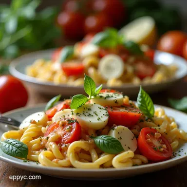 Easy Caprese Pasta Salad Recipe with Zesty Balsamic Dressing Recipe Card
