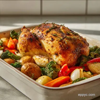 Best Easy Meal Prep Recipe with Roasted Chicken and Vegetables: One Pan Prep Recipe Card