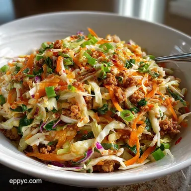 Egg Roll in a Bowl in 20 Minutes: One-Pan Savory Pork Recipe Card