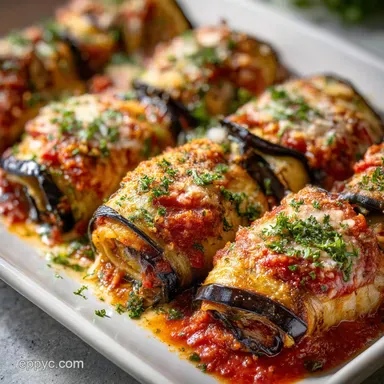 Eggplant Rollatini Recipe | Roasted, Creamy Filling Recipe Card