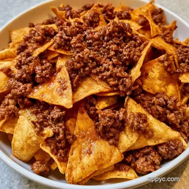Football Nachos Recipe with Ground Beef Recipe Card