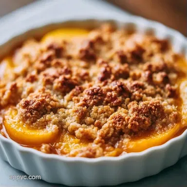 Easy Oat Peach Crumble Recipe Card