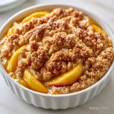 Peach Crumble with Frozen Peaches Recipe Card