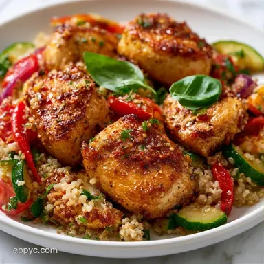 Greek Chicken Quinoa Bowl in 30 Minutes Recipe Card