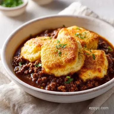 Ground Beef and Biscuit Bake for 6 Recipe Card