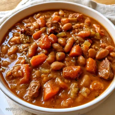 Ground Beef Bean Soup for 8 Servings Recipe Card