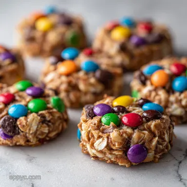 Healthy Monster Cookie Protein Ball Easy - No-Bake Energy Bites Recipe Card