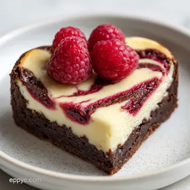 Heart Shaped Brownie Recipe with Raspberry Swirl & Cheesecake | Make-Ahead Recipe Card
