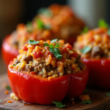 The Ultimate Hearty Stuffed Pepper Filling Recipe Classic Beef Rice Recipe Card