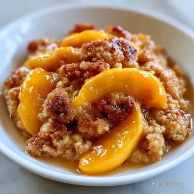 Peach Crumble with Cinnamon Oats Recipe Card