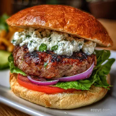 Lamb Burger Recipe with Feta for Juicy Patties Recipe Card