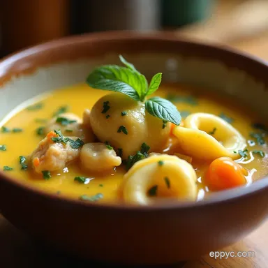 Lemony Herb Chicken and Tortellini Soup Recipe Easy Comfort Recipe Card