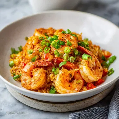 Delicious Mardi Gras Party Food with Shrimp Jambalaya Recipe Card