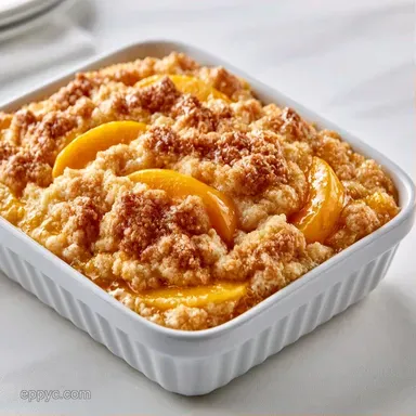 Easy Oat-Topped Peach Crumble Recipe Card