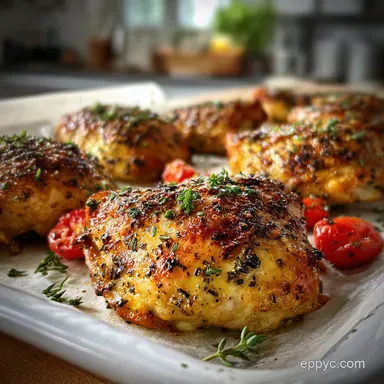 Oven Baked Chicken Thighs: Crispy & Juicy Baked Recipe Card
