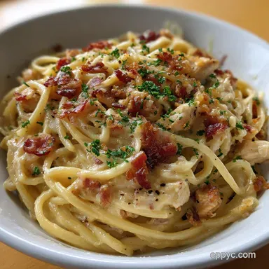 Chicken Carbonara: Creamy, Authentic Sauce Recipe Recipe Card