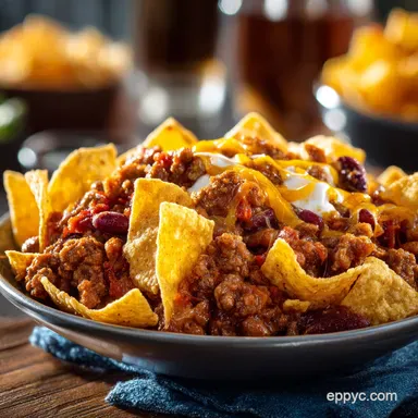 Chili and Fritos: The Ultimate Frito Pie Recipe for Hearty Comfort Recipe Card