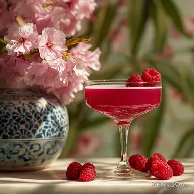 Pink Cocktail Perfect for Galentine's Day with Raspberry - Party-Ready