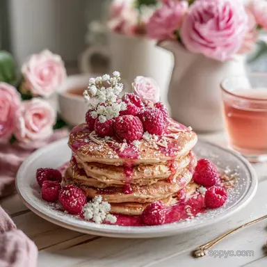 Galentines Day Brunch Recipe with Raspberry Pancakes Ready in 30 Min Recipe Card