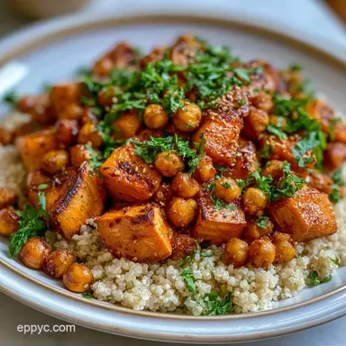 Roasted Sweet Potato Quinoa Bowl: Baked Recipe Card