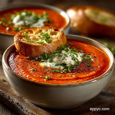 Velvety Roasted Tomato Red Pepper Soup RecipesPerfect for Fall Comfort Recipe Card
