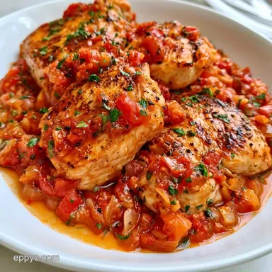 One-Pan Roma Tomato Chicken Recipe Card