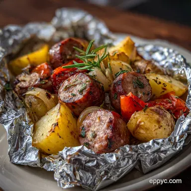 Italian Sausage Foil Pack Dinner for 4 Servings