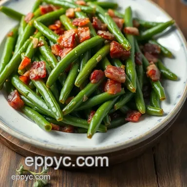 My Grandmother's Easy Sauteed Green Beans with Bacon Flavor Recipe Card