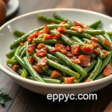 My Grandmother's Easy Sauteed Green Beans with Bacon Flavor