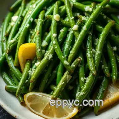 My Easy Fresh Green Bean Recipes: Saut&eacute;ed Garlic Parmesan Delight Recipe Card