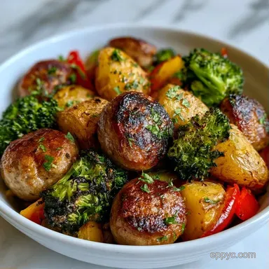Sheet Pan Sausage Vegetables for 4 Recipe Card