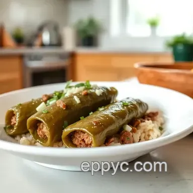 My Grandmother's Savory Simmered Grape Leaves with Rich Filling
